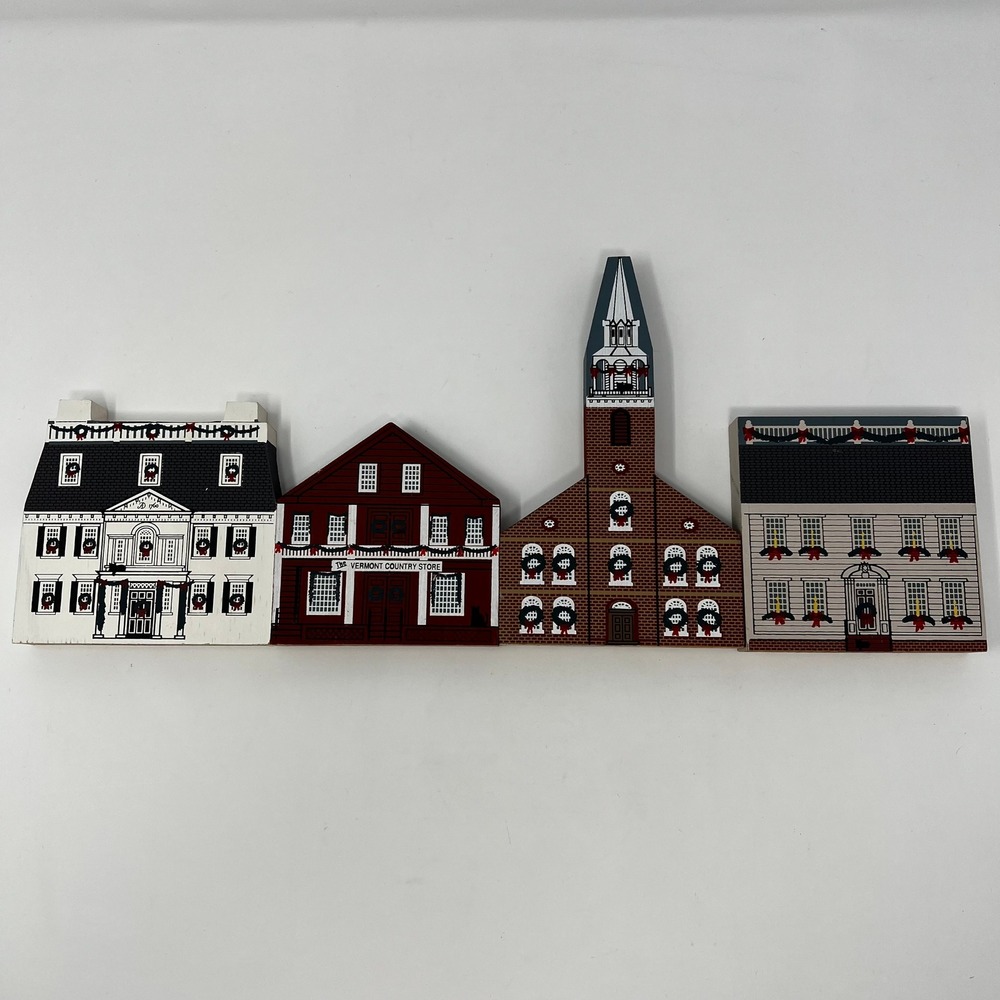 The Cats' Meow Village 1989 New England Christmas Series Shelf Sitters Set of 4